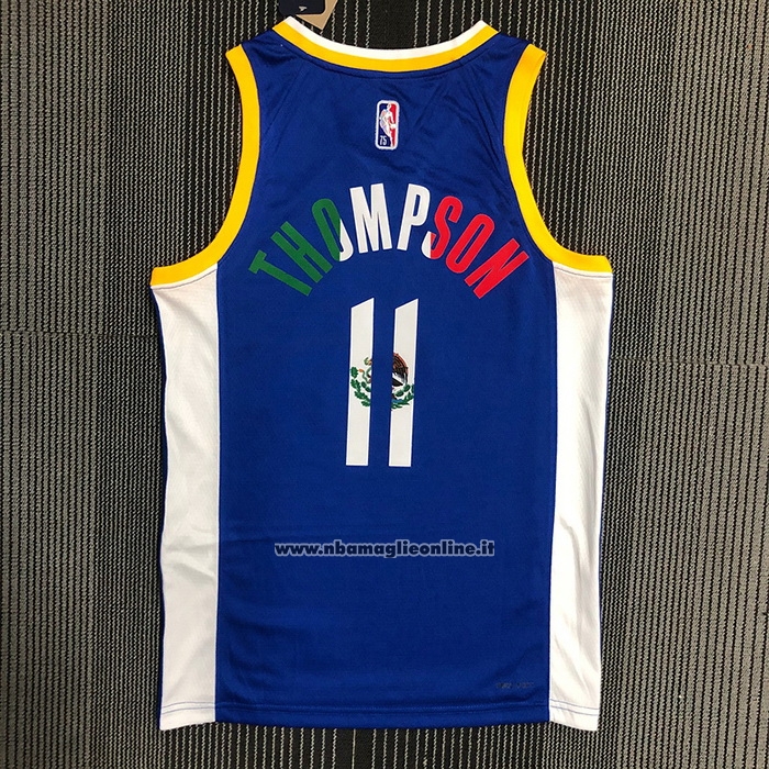 Maglia Golden State Warriors Klay Thompson #11 Icon Royal Special Mexico Edition Blu